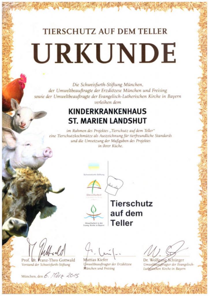 Tierschutzkochmütze für das Kinderkrankenhaus St. Marien Landshut
