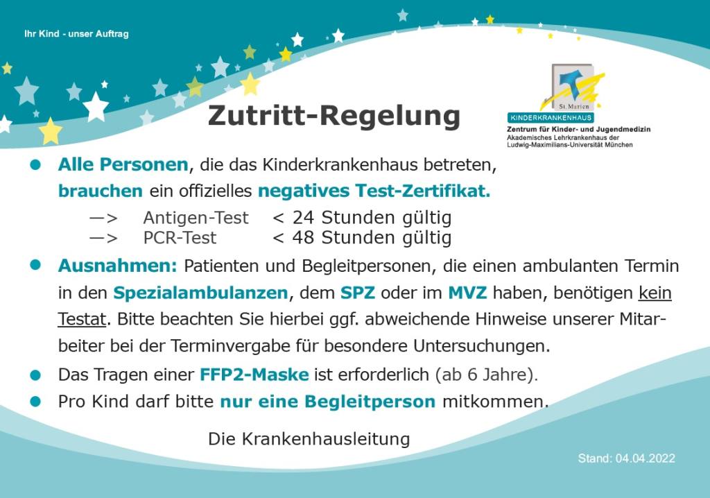 Eintrittsregeln ab April 22